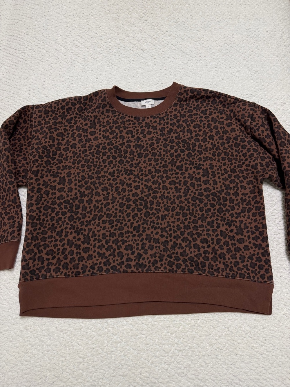 J. Crew Leopard Pullover Sweatshirt Women’s Size XL - Picture 1 of 7